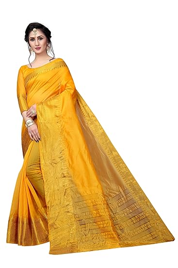 Womens cotton Silk Saree With Blouse Piece (RI6IKAvARIATION