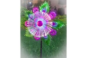 YOURONGMAO Solar Peacock Wind Spinners for Yard and Garden- 40 Inch Metal Wind Sculpture,Garden Kinetic Windmill with Multi Color Led Lights,Garden Art Decor for Lawn,Patio & Backyard.
