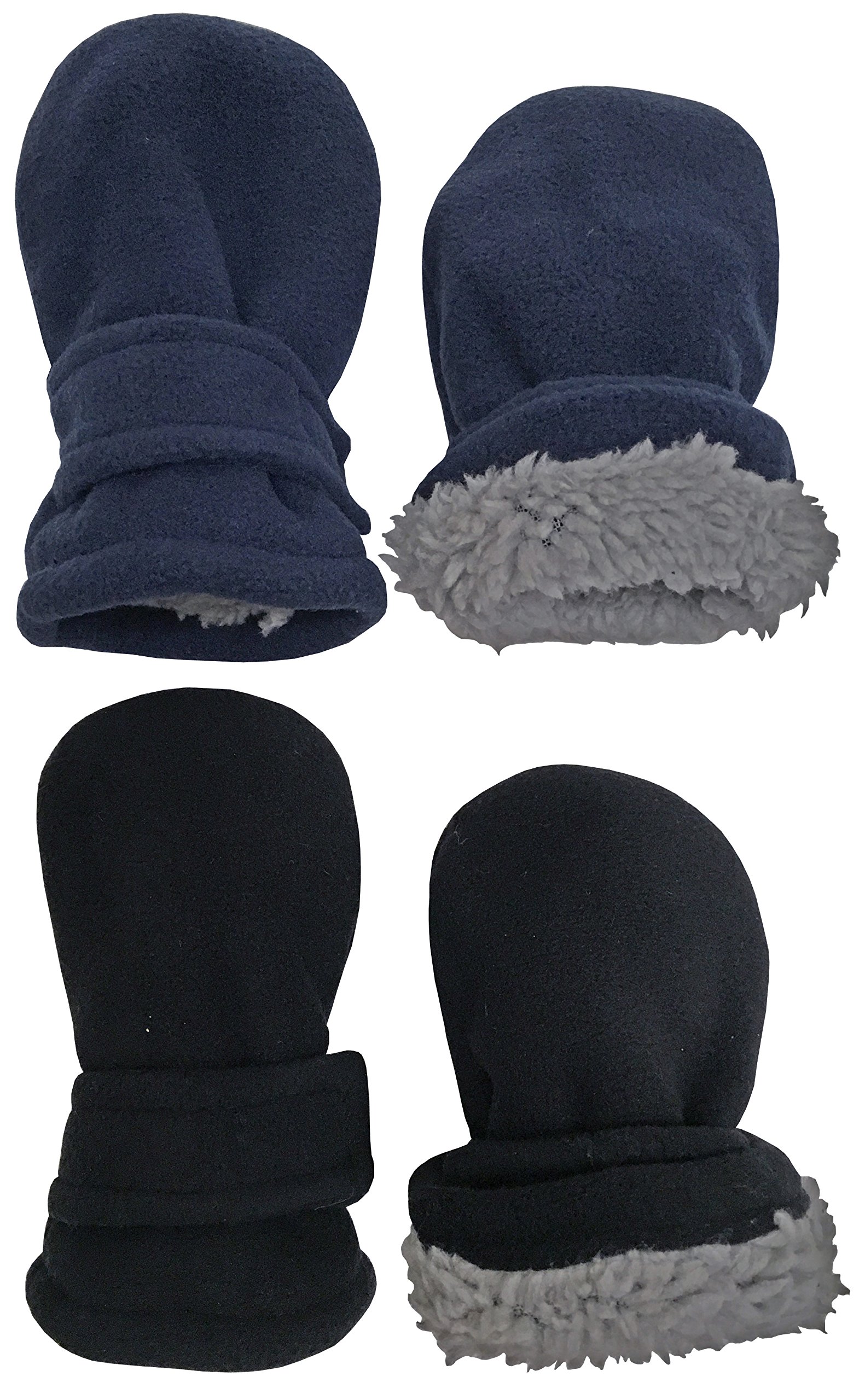 N'Ice Caps Baby Toddler Mittens Kids 2 Pairs Fleece Gloves Winter Warm Sherpa Lined