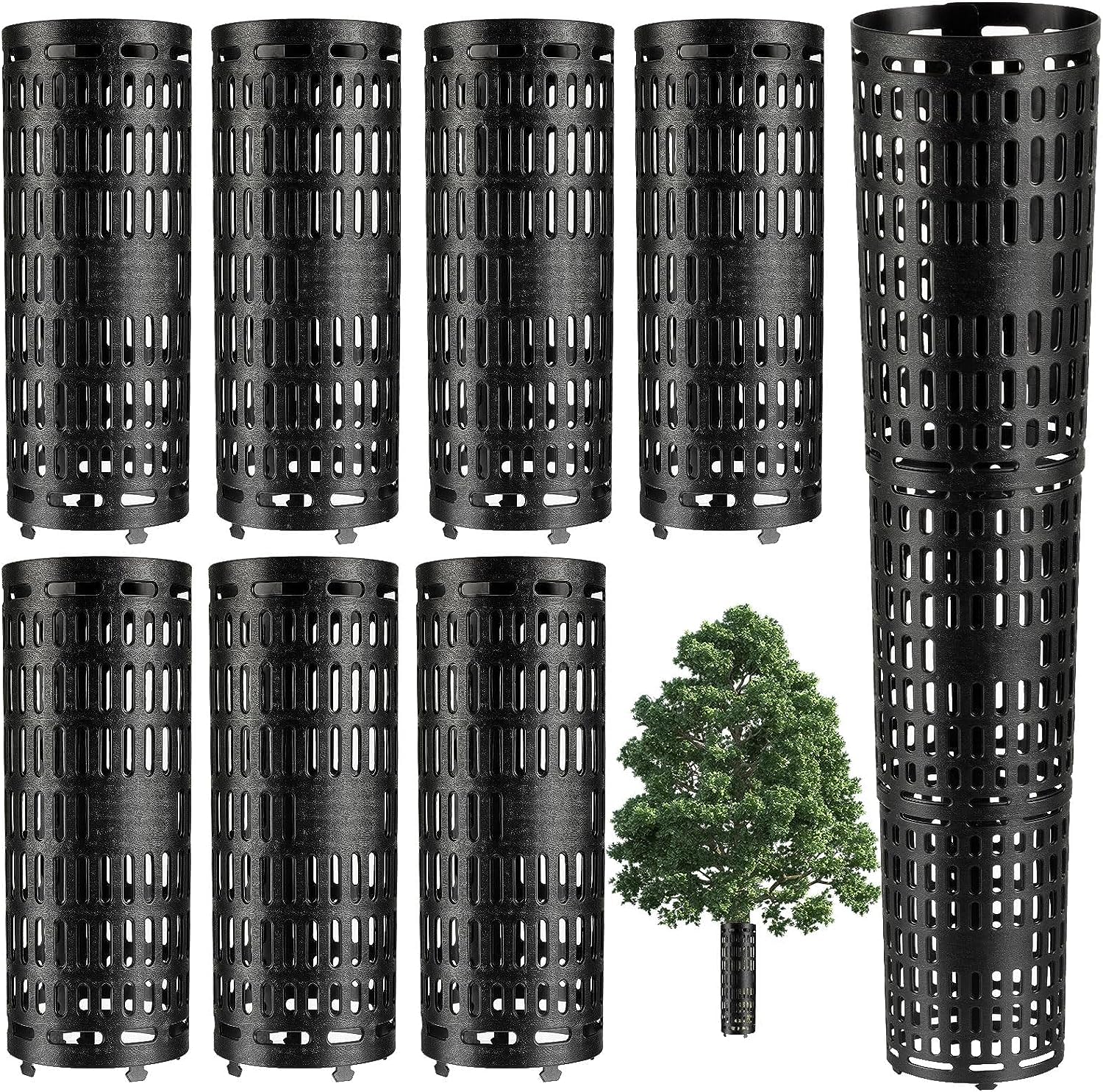 LZMDISU Tree Trunk Protector - 7 Pack Expandable Tree Bark Protector, Plant and Tree Guard Protector Easy to Use, Great Protection from Trimmers, Mowers, Animals, Black