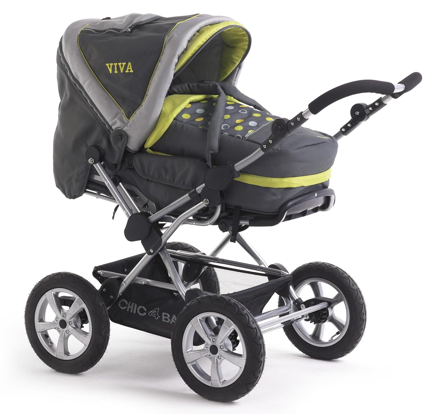 Chic 4 Baby Kinderwagen VIVA 100 42 Schwenkschieber-ALU-Kombi,Lemontree mit großen Lufträdern