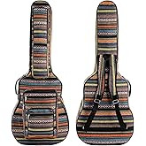 Tosnail 43 Inch Acoustic Guitar Gig Bag with Backpack Strap and 5 Pockets, Bohemian Vintage Guitar Storage Case Bag