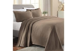 Superior Paisley 3 Piece Cotton Bedspread Set, Home Bed Decor, Decorative Bed Spread, 2 Pillow Shams, Medium Weight Blanket, Matelasse Coverlet Bedding, Vintage Floral Pattern, Queen, Taupe