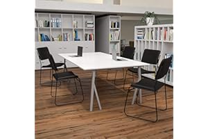 Flash Furniture 5 Pack HERCULES Series 500 lb. Capacity High Density Black Vinyl Stacking Chair with Sled Base