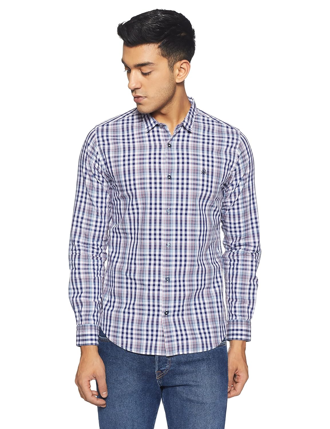 united colors of benetton men's checkered slim fit casual shirt