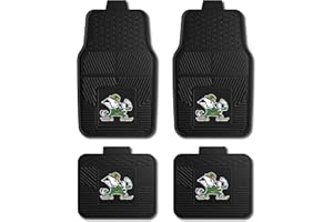 Fanmats University of Notre Dame Fighting Irish Set of 4 Car Mats for Cars, SUV, Pickups - All Weather, Deep Reservoir Design, Universal Fit - 3D NCAA Leprechaun logo-29”x17” Front-14”x17” Rear Mat