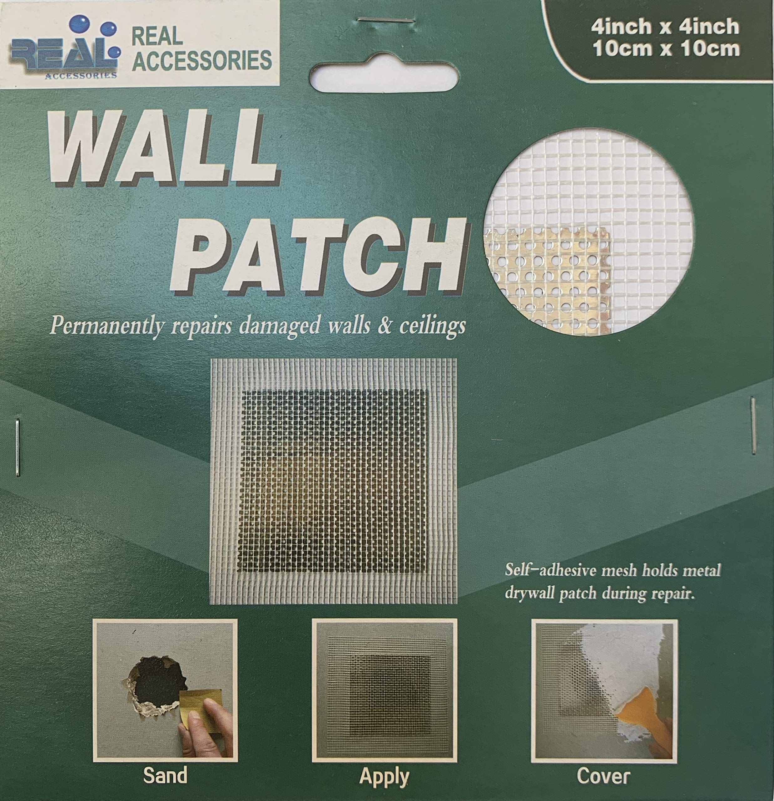 3 Pack 10cm X 10cm Plasterboard and Drywall Repair Wall Patch => Perfect for Fixing Holes and Cracks in Walls Repairs Damaged Walls & Ceilings (3, 10cm X 10cm / 4" X 4")