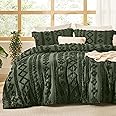 Bedsure Tufted Boho Comforter Set Queen Size - Olive Green Boho Bed Set, GentleSoft™ 3 Pieces Farmhouse Shabby Chic Embroidery Bedding, Gifts for Woman, Soft Jacquard Queen Comforter for All Seasons