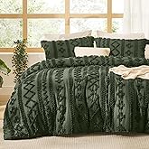 Bedsure Tufted Boho Comforter Set Oversized King - Olive Green Boho Bed Set, GentleSoft™ 3 Pieces Farmhouse Shabby Chic Embroidery Bedding, Gifts for Woman, Soft Jacquard Comforter for All Seasons