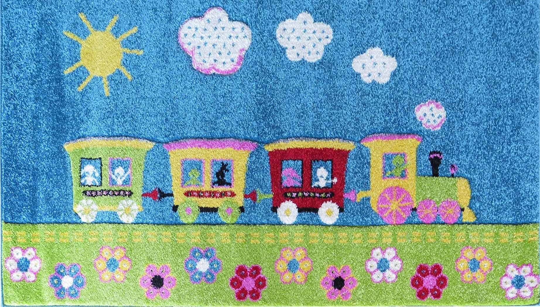 ASPECT Kids Children Bedroom Playroom Floor Rug Trains/Multi-colour (80x150cm), Polyester, 80 x 150 cm