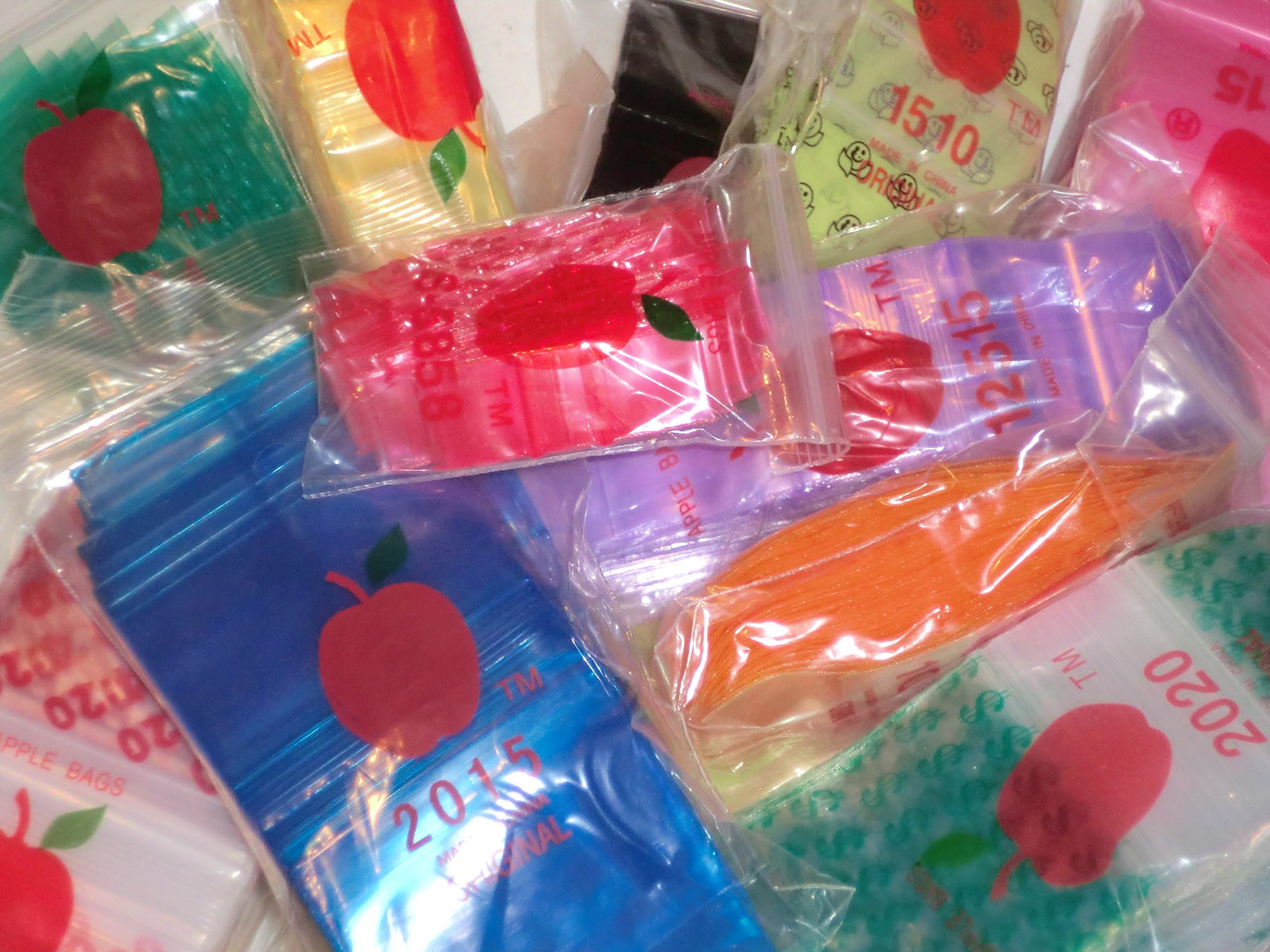 1010 Mini Ziplock Baggies Mix Color 1000 baggies 1"x1"
