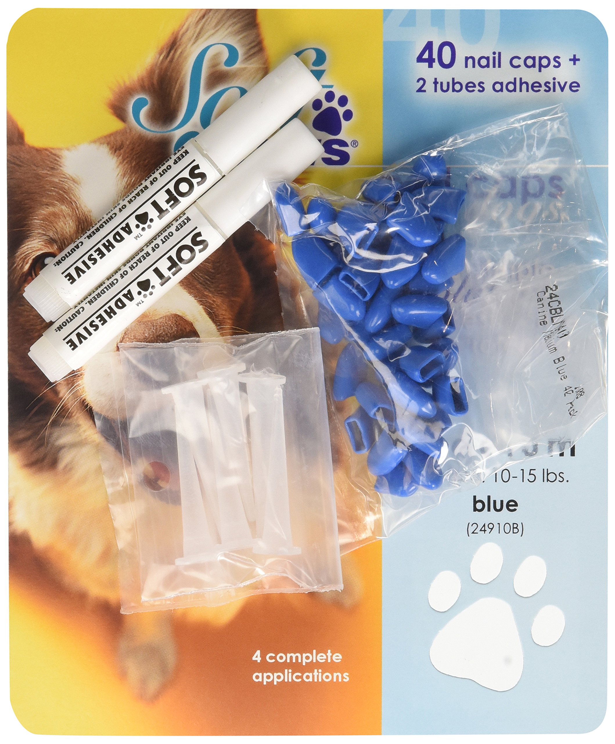 Nail Caps for Dogs with Non-Slip Design - 40 Dog Nail Covers for Long-Lasting Protection of Floors and Furniture - Blue, Medium