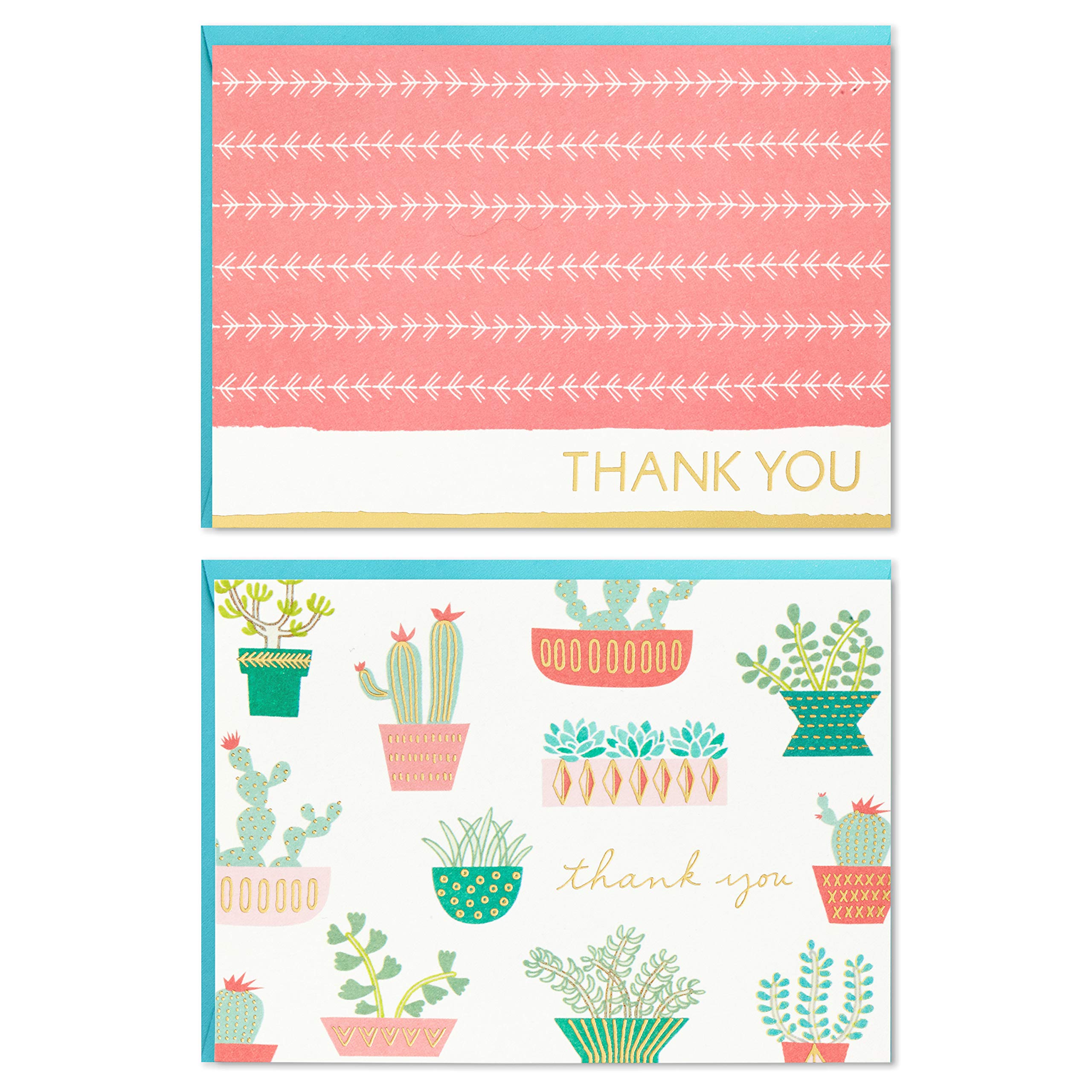 Hallmark Thank You Cards Assortment, Cactus (50 Thank You Notes with Envelopes)