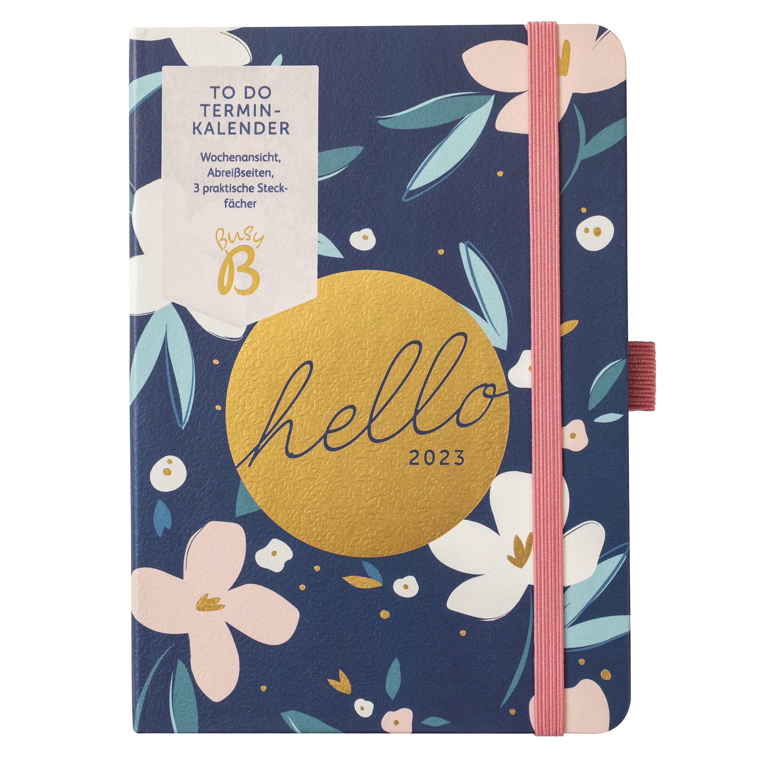 Busy B - German language to-do diary from January to December 2023 - Marine flowers - A6 week to view with notes, tear-off lists and slip pockets, 5701AMZ