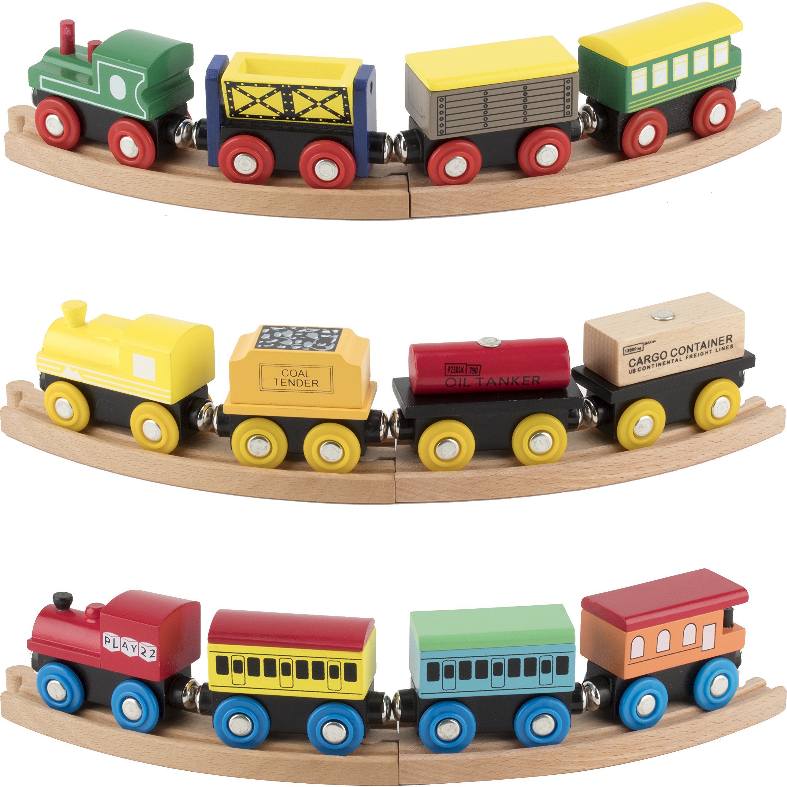 Play22 6006 Wooden 12 Pcs Includes 3 EnginesToy Train Sets