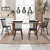 LUE BONA Windsor Dining Chair Set of 4, Spindle Back Wooden Chairs for Kitchen and Dining Room, Restaurant, Cafe, Hotel, Black