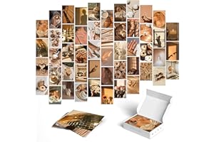 Y2K BOO Brown Sunshine Wall Collage Kit - 50pcs Aesthetic Posters for Room Decor, Warm and Cozy Wall Art, Perfect for Teen Girls' Bedrooms, Trendy Brown Aesthetic