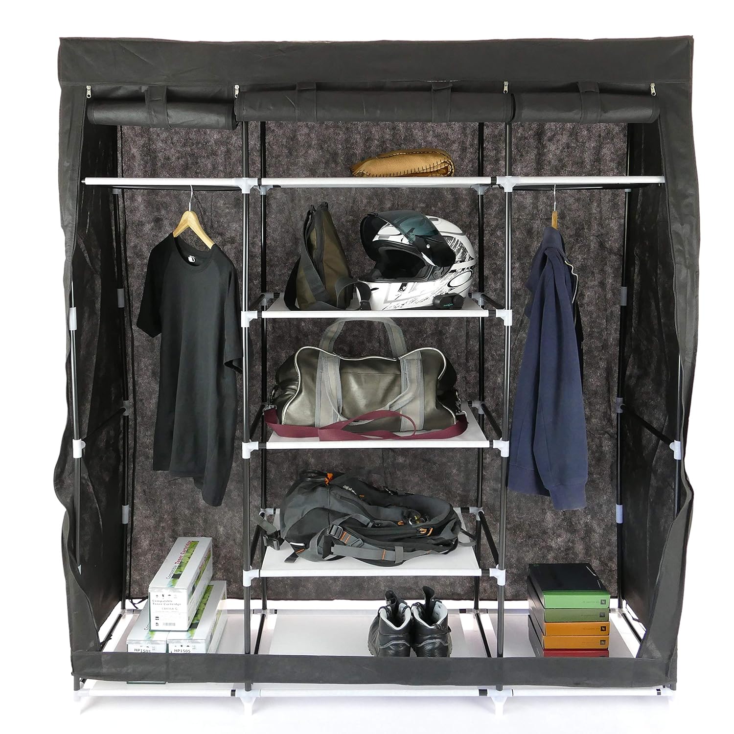 dx031 armoire penderie garderobe en tissu amovible 150 x 45 x 175 cm