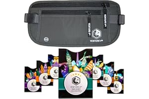 VENTURE 4TH Slim Minimalist Design RFID Money Belt with RFID Blocking Sleeves, for Men and Women – Ideal for Keeping Your Cash, Credit Card, Passport, Phone Secure When Traveling - Gray