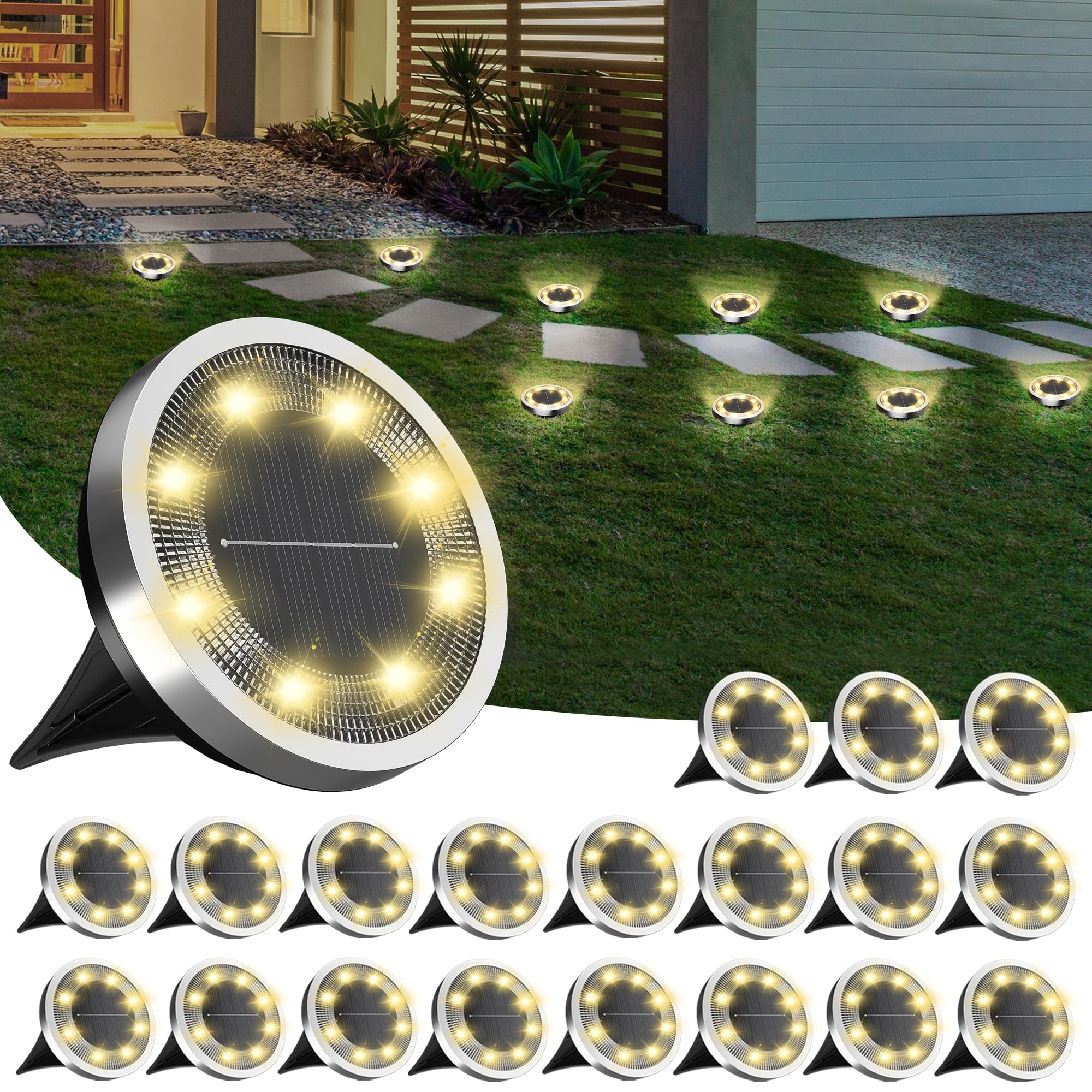 Photo 1 of **2 pcs don't work**
INCX Solar Ground Lights,20 Pack Solar Lights Outdoor Waterproof, Solar Garden Lights Landscape Lighting for Patio Pathway Lawn Yard Deck Driveway Walkway, Warm White