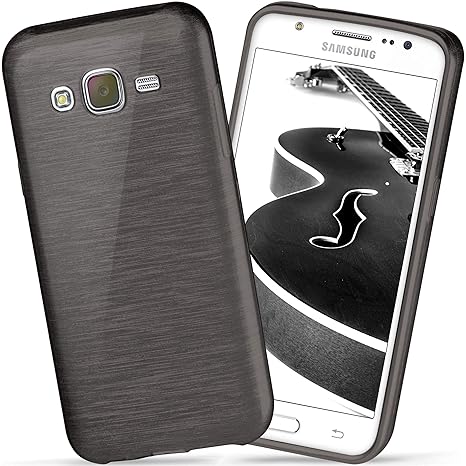 moex Samsung Galaxy J5 (2015) | Hülle Silikon Schwarz Brushed Back-Cover TPU Schutzhülle Ultra-Slim Handyhülle für Samsung Ga