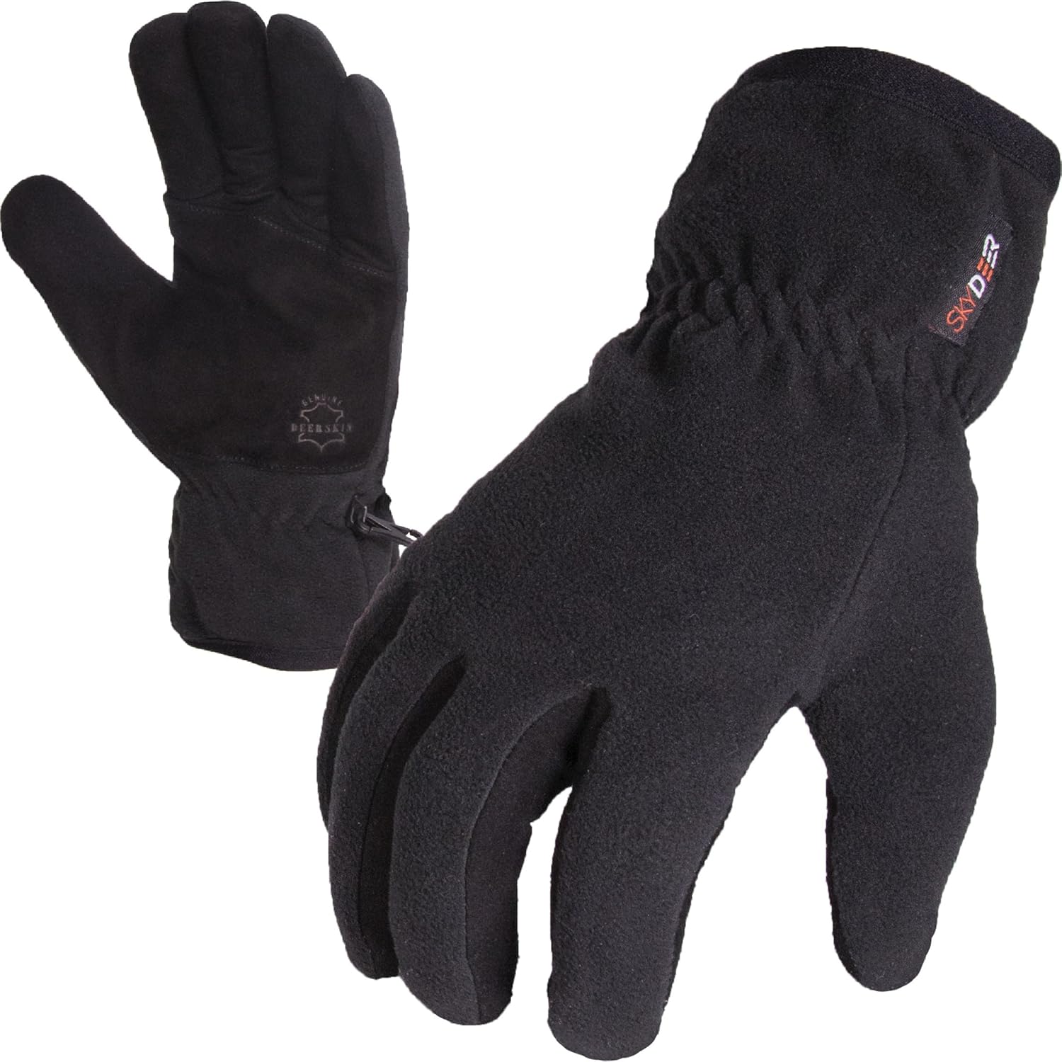 SKYDEER Winter Gloves with Premium Genuine Deerskin Suede Leather and Windproof Polar Fleece (SD8661T/L): Home Improvement