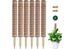 COLRASN Moss Pole for Plants Monstera, Extra-Long 122 inch Moss Poles for Climbing Plants, 6 Pcs 20.5" Coco Coir Pole for Indoor Potted Plants Grow Upwards, Moss Stick Totem Pole Plant Support
