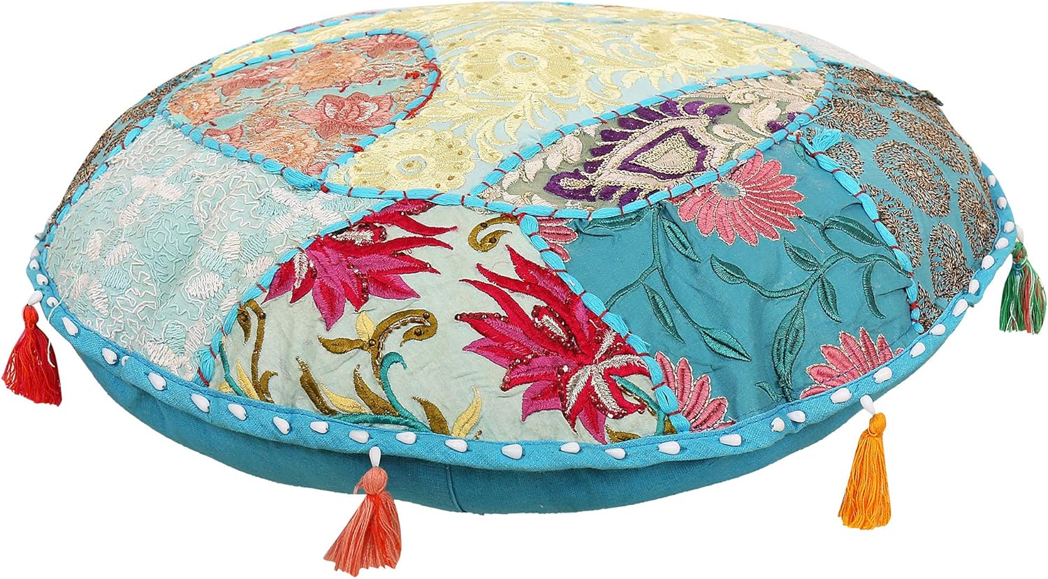 Round Floor Pillow Cover,Floor Cushion Bohemian Patchwork
