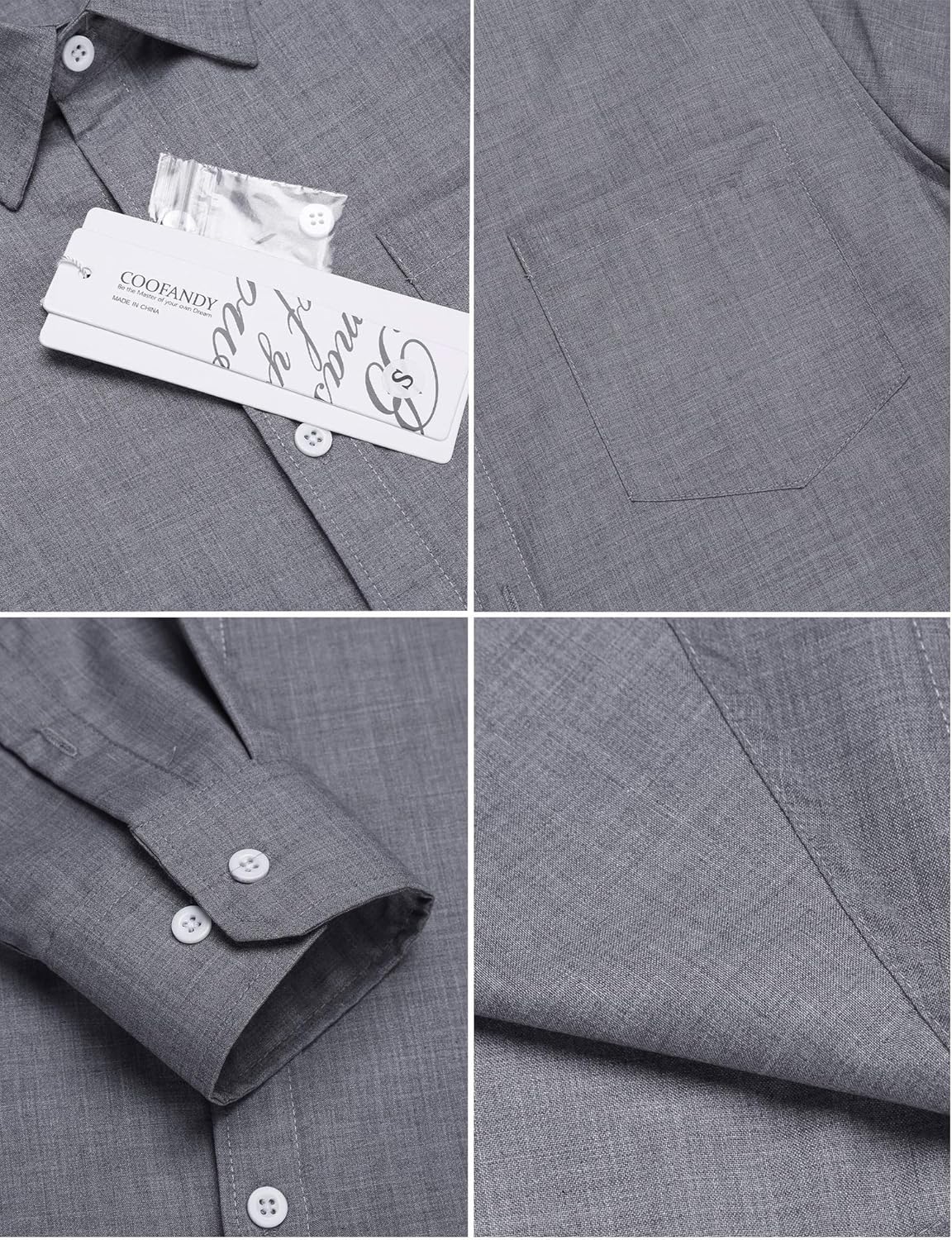 COOFANDY Men's Casual Linen Button Down Shirt Business Chambray Dress Shirt at  Men’s Clothing store