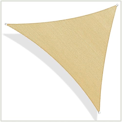 ColourTree CTAPT12 Custom Size Order to Make 4' x 4' x 4' Sand Beige Triangle Sun Shade Sail Canopy Mesh Fabric UV Block - Commercial Heavy Duty - 190 GSM - 3 Years Warranty