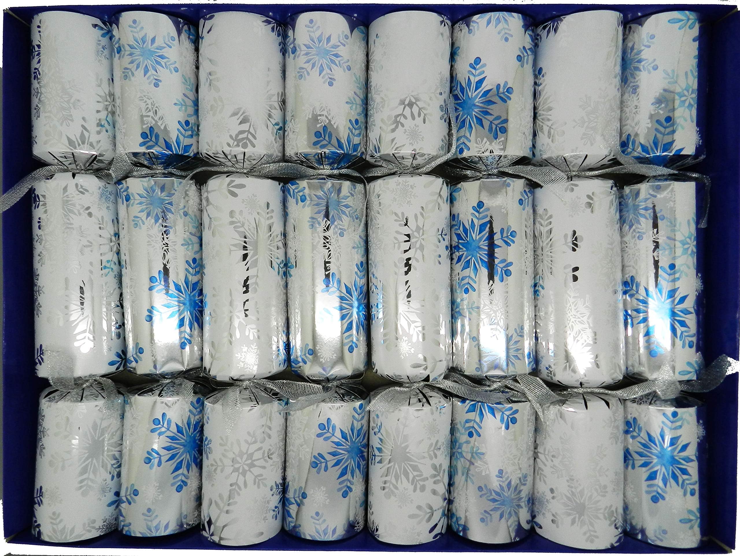 Crackers Set of 8 Grow Your Own Christmas Crackers Silver Winter Snowflake Design