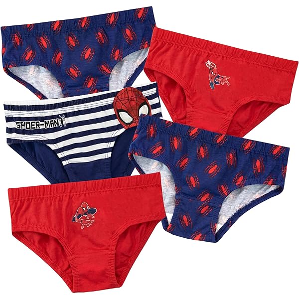 Marvel Confezione Da 7 Slip Per Bambini Con Uomo Ragno, Intimo Classico A Tema Supereroi, Taglie Piccole, Lavabile In Lavatrice