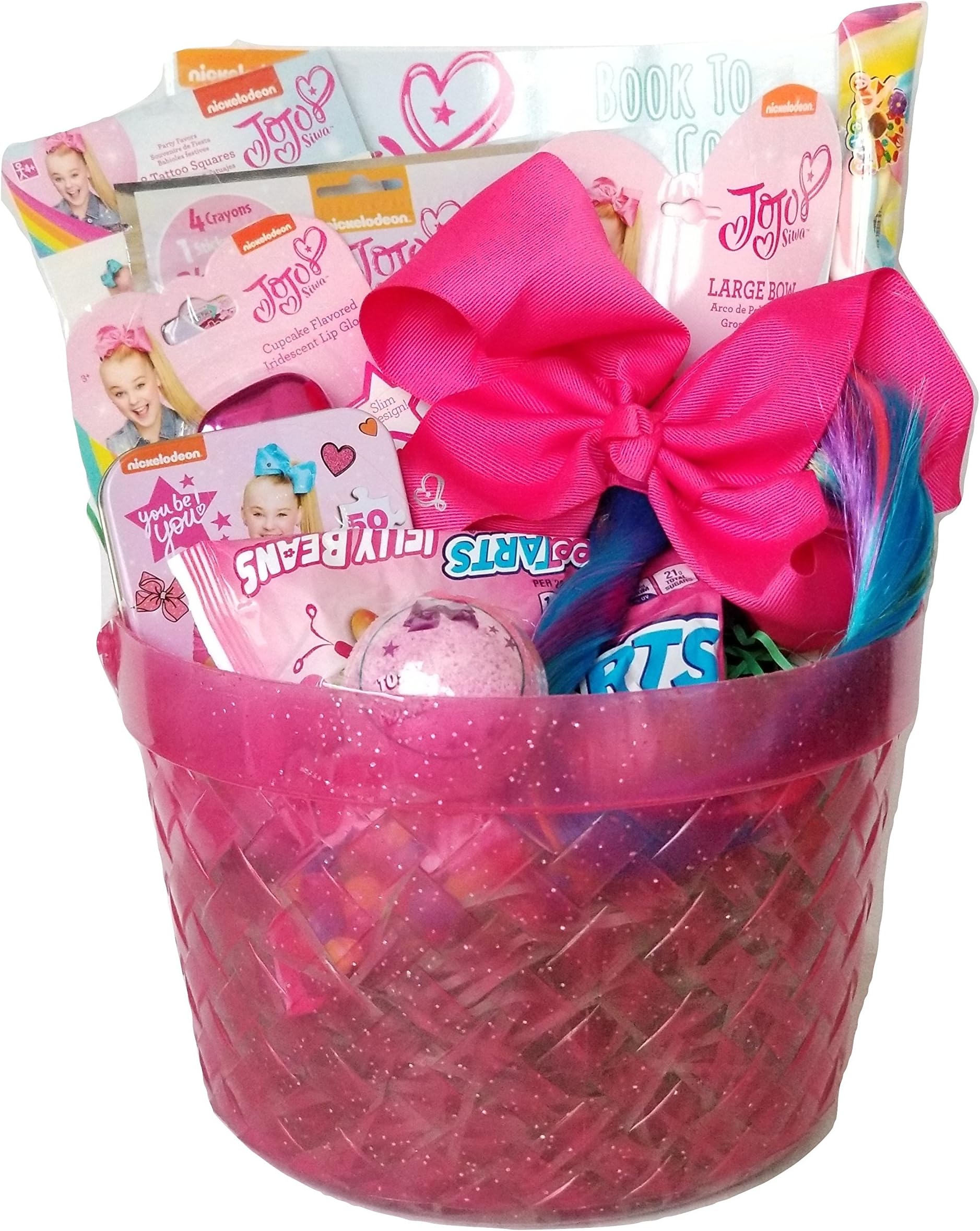 Greenbrair International Jojo Siwa Rainbow Faux Hair Ponytail- Bows Make Everything Better Fun Bundle Gift Set