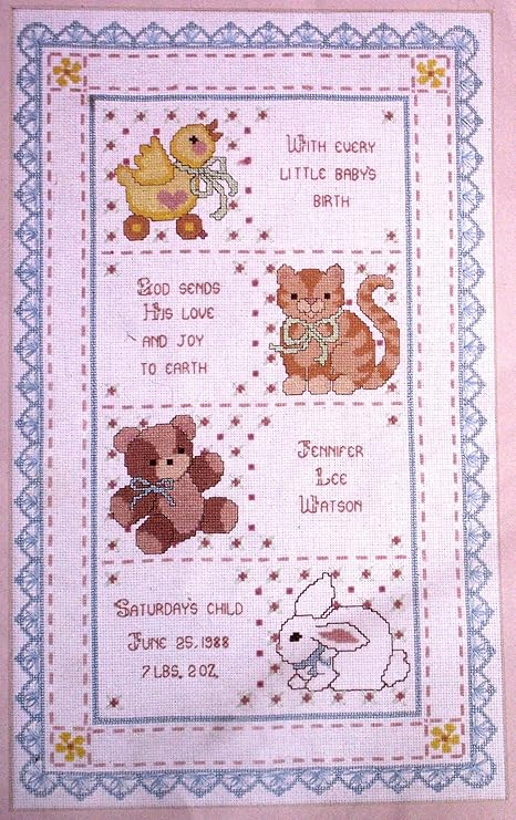 Amazon Com Vintage Bernat Baby Counted Cross Stitch Playthings