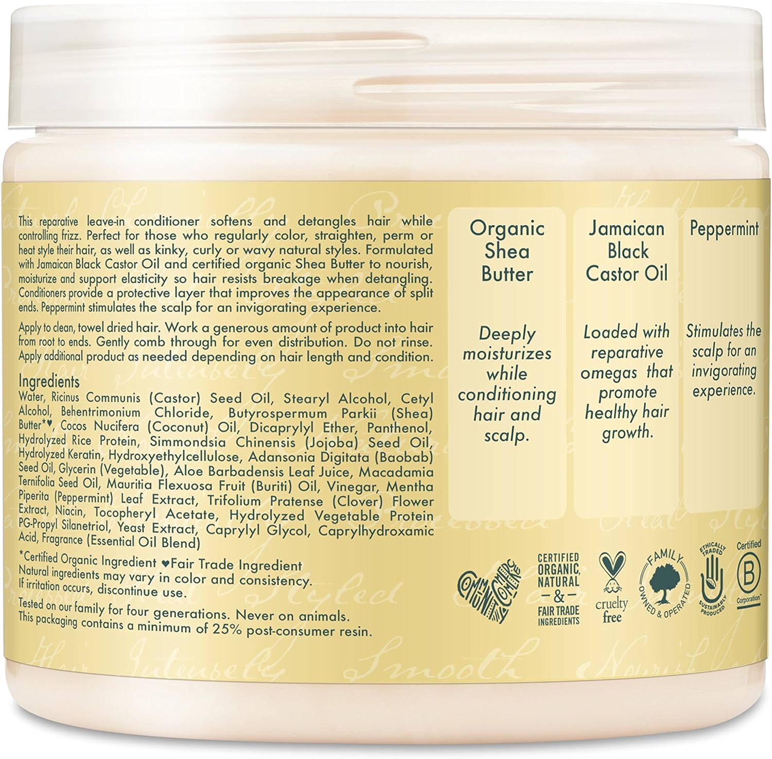 Shea Moisture Jamaican Black Castor Oil Strengthen/Grow and Restore Leave-In Conditioner 16 oz, 473 ml (Pack of 1) - Image 3