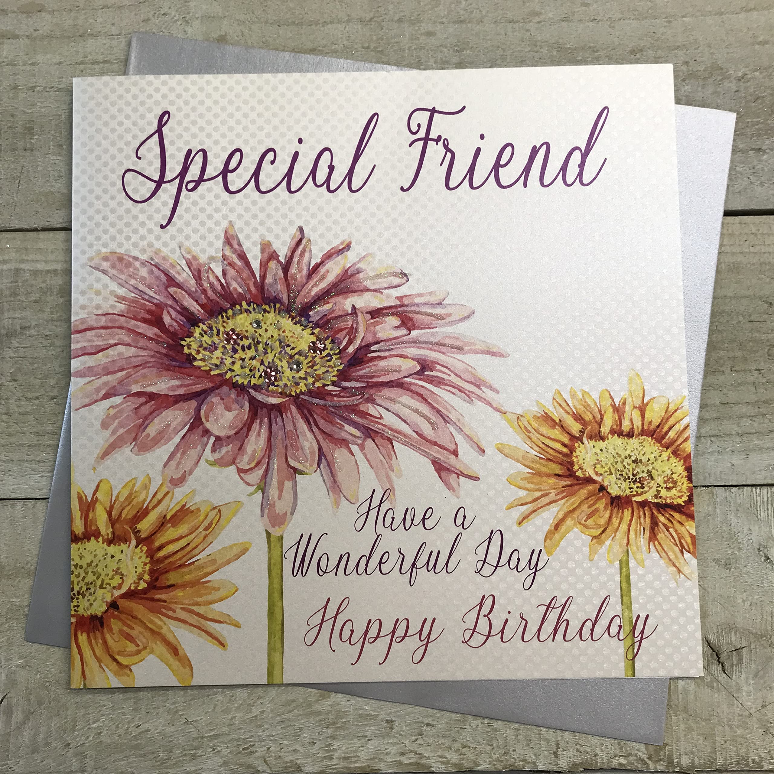 WHITE COTTON CARDS Special Friend Happy Handmade Large Birthday Card Flower, Pink, XLWB15,22cm x 22cm