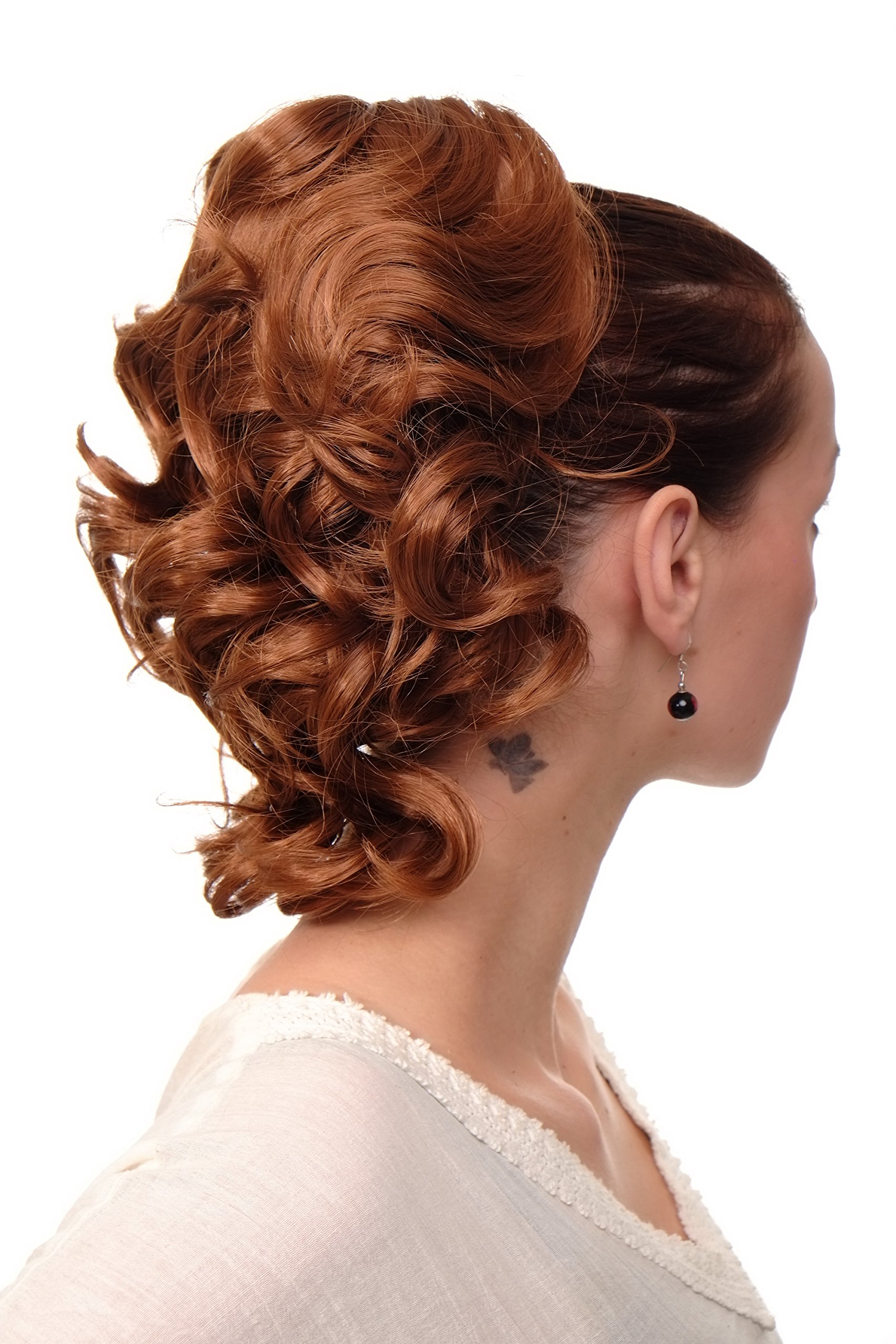 WIG ME UP - JL-3023-30 Hairpiece ponytail with comb and elastic draw string short wavy voluminous light copper brown 14inch