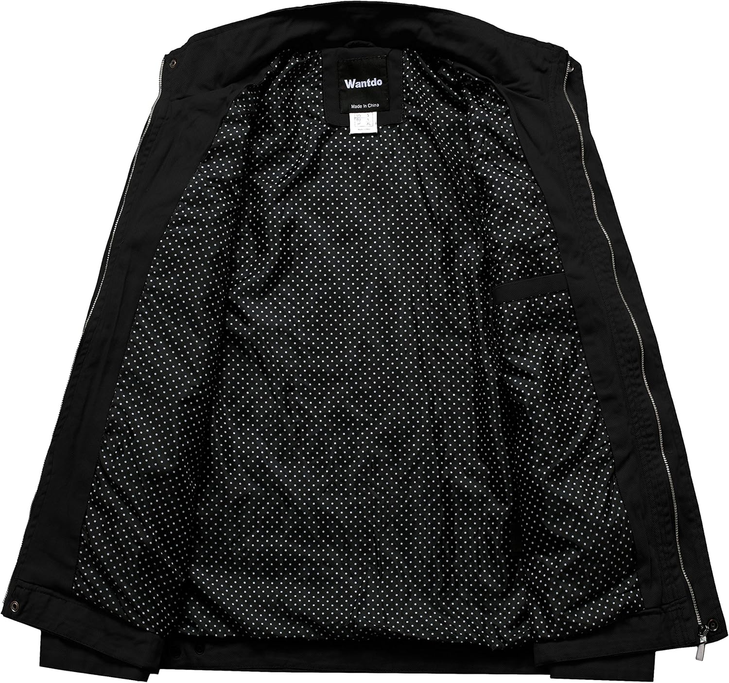 Wantdo Men's Cotton Stand Collar Lightweight Front Zip Jacket at  Men’s Clothing store