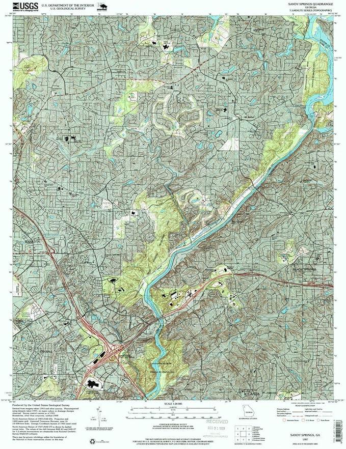 YellowMaps Sandy Springs GA topo map, 124000 Scale, 7.5 X