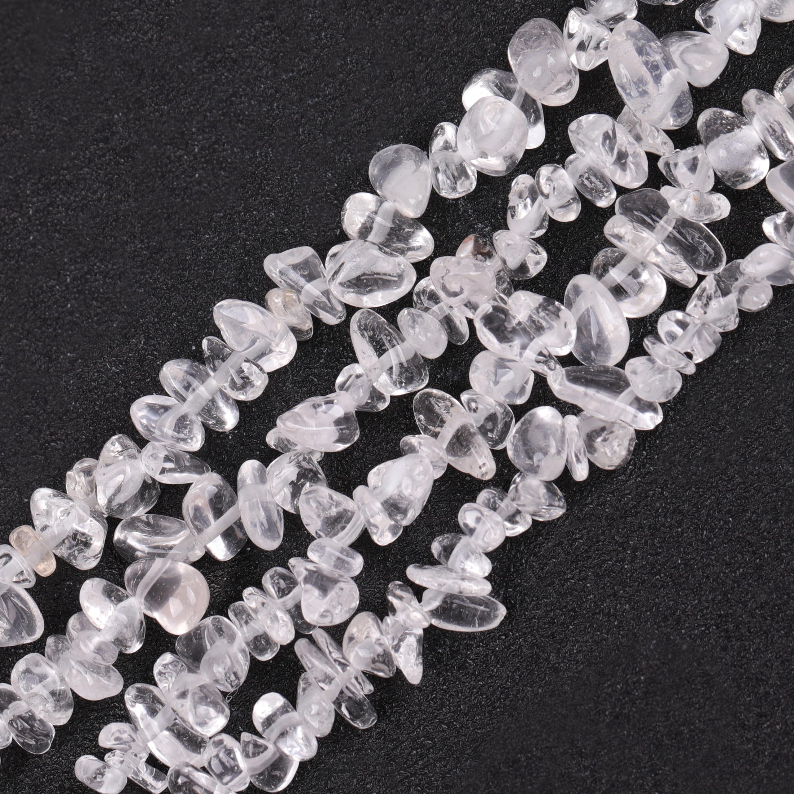 GEM-Inside Genuine Rock Crystal Quartz Chips 5-8mm Gemstone Semi Precious for Jewellery Making 34" per Strand — image 1