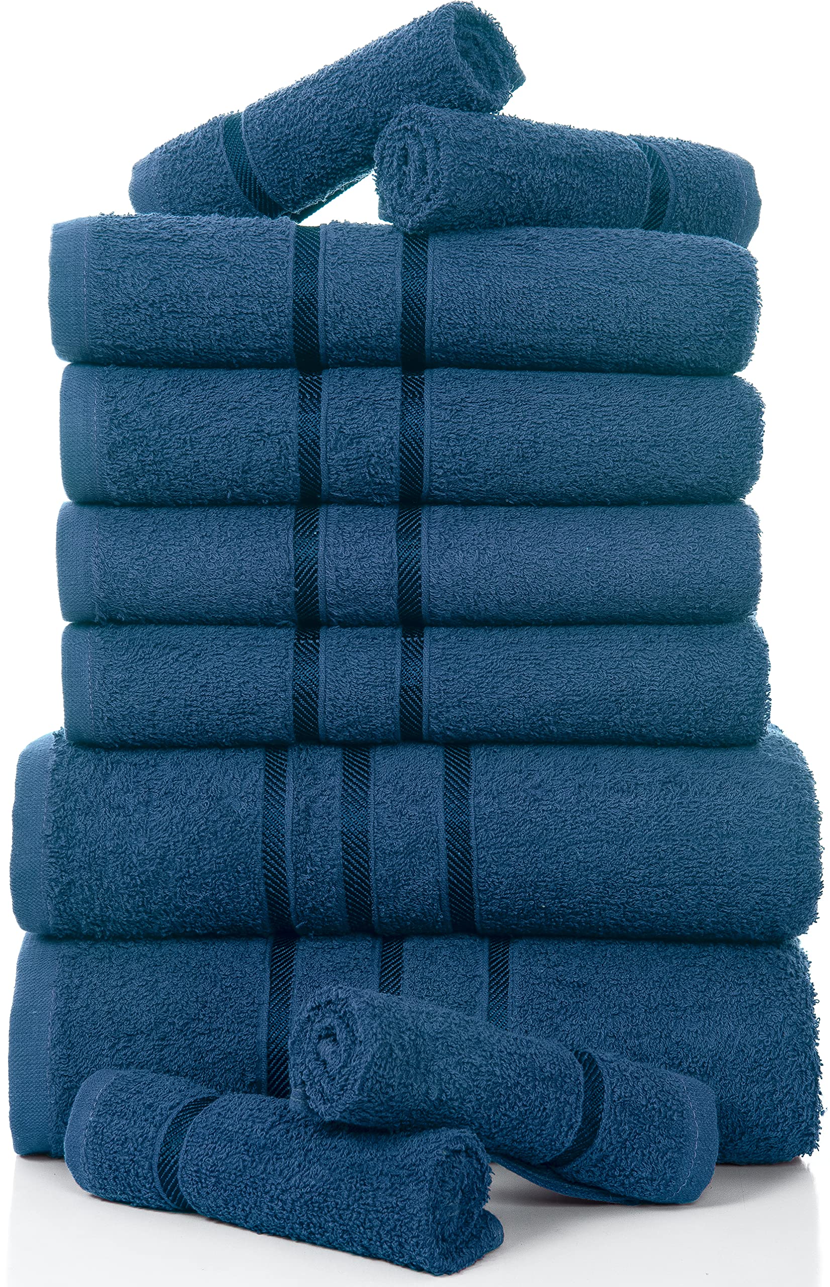 ZIMEL HOMES 10-Piece Towels Bale Set for Bathroom, Ultra Soft Premium Quality Water Absorbent Towel Gift Sets, 100% Combed Cotton, 4x Face 4x Hand 2x Bath Towels (Navy)