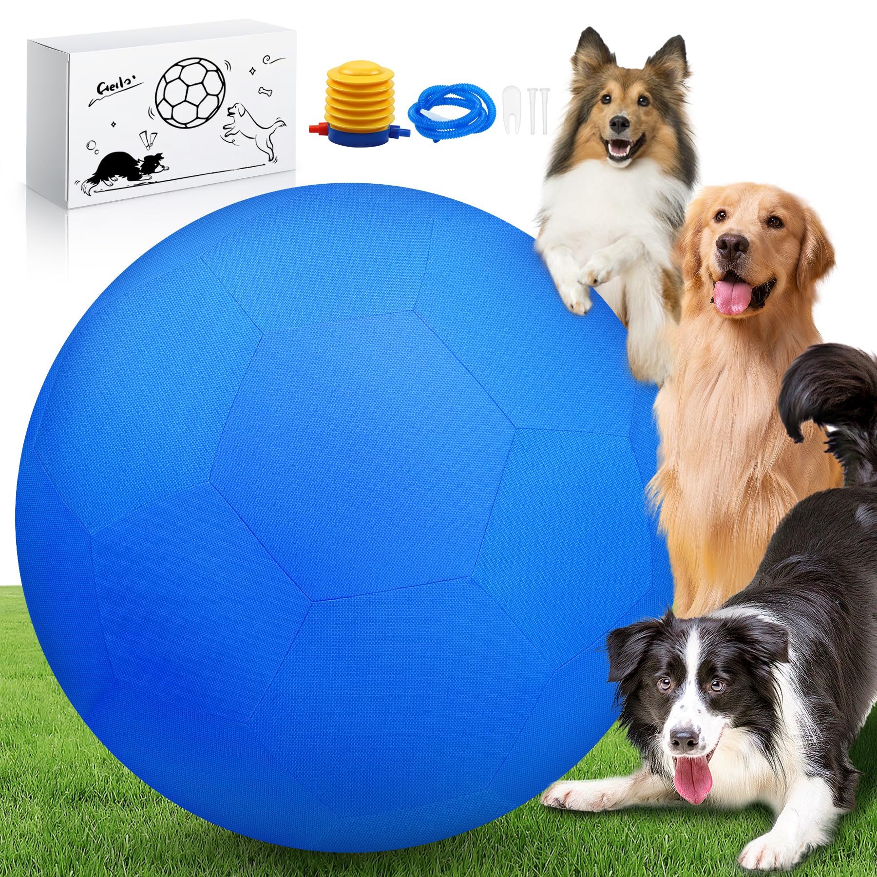 Photo 1 of *MAJOR DAMAGE*
QDOLEQ 25" Herding Ball for Dogs and Horses, Durable Waterproof Dog Toy, Dual-Layer Large Interactive Pet Play Ball for Australian Shepherds, Cattle Dogs, Collies, and All Herding Breeds (Blue)