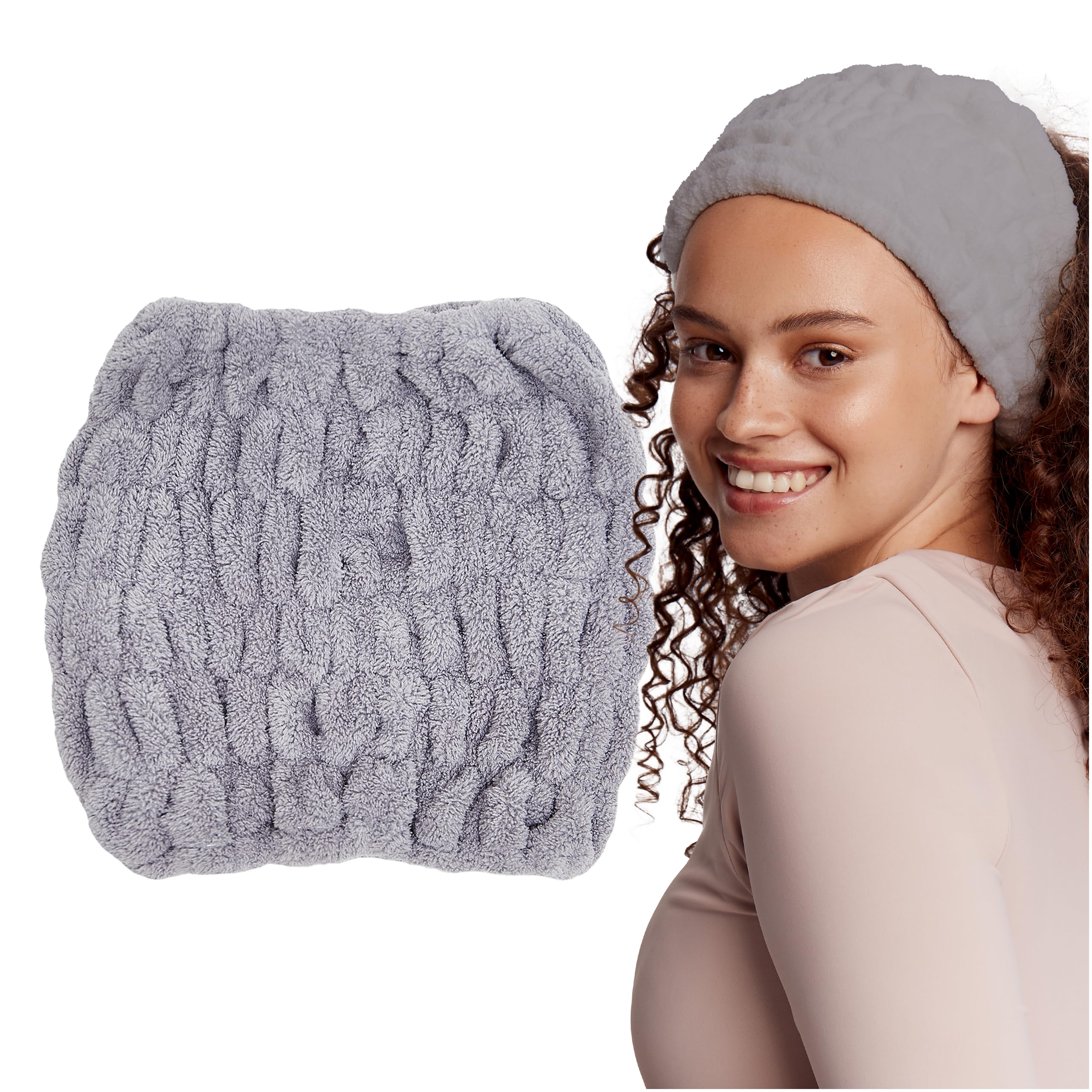Glov Extra Wide Spa Headband for Women Elastic Hair Towel Wrap Comfortable Moisture-wicking Grey Hairband Ideal for Makeup and Exercise Perfect All Hair Types