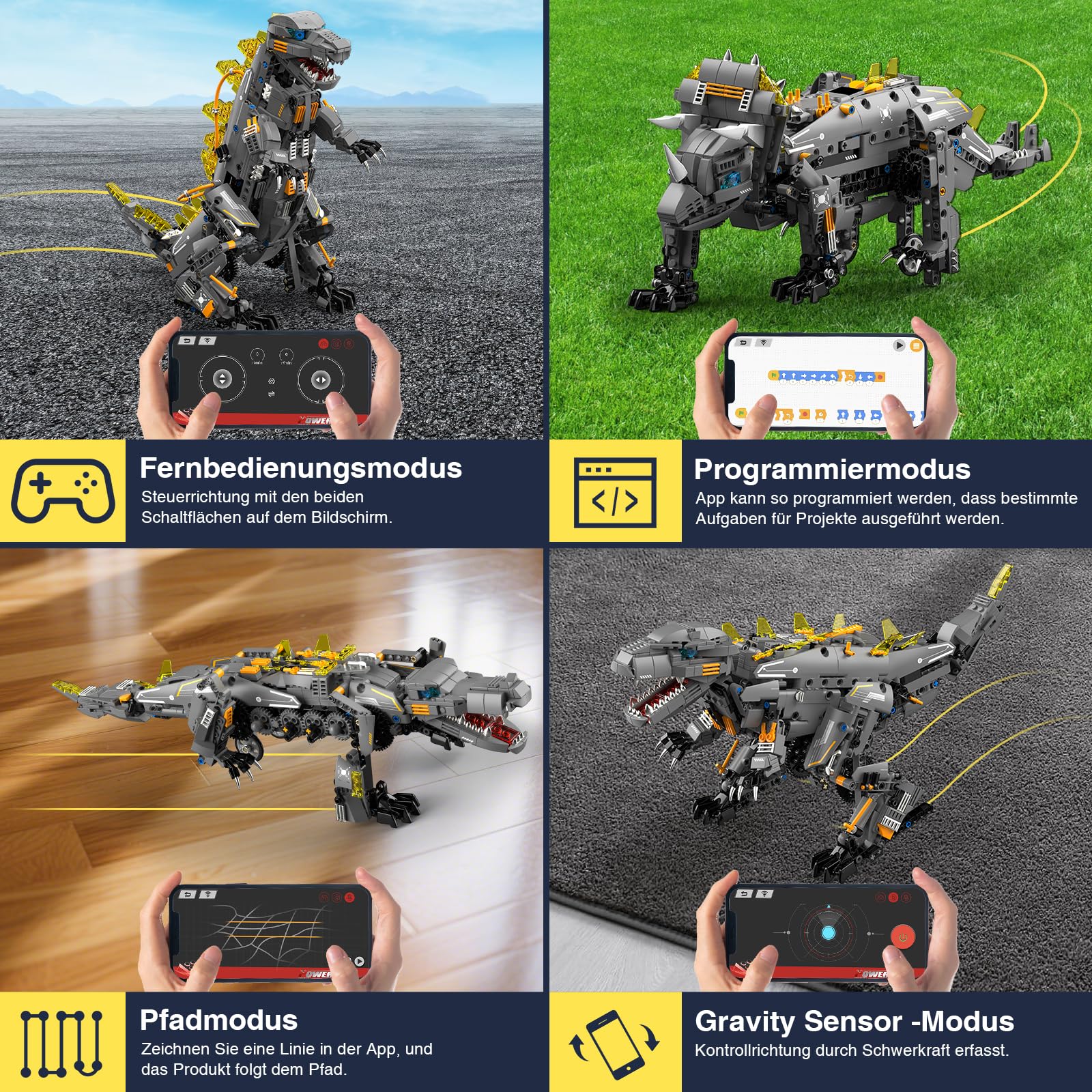 Technic Roboter Bauspielzeug Bausatz ab 8+, 5-IN-1 RC Roboter und Auto 6
