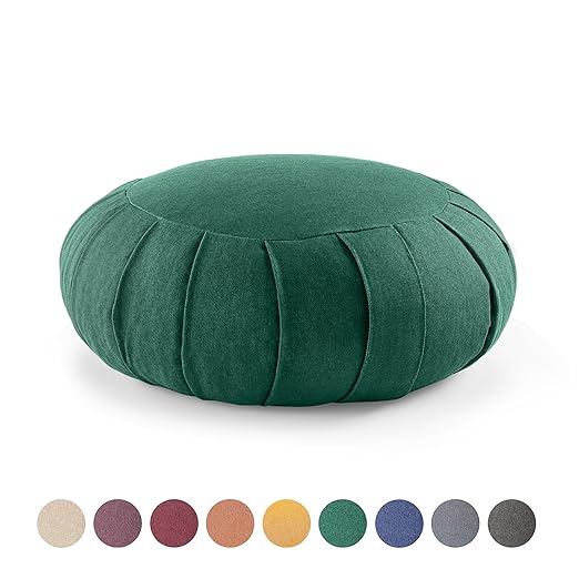 Lotuscrafts Zafu Meditationskissen Yogakissen Zen - Sitzhöhe 15cm - Yoga Zafukissen mit Dinkelfüllung - Waschbarer Bezug aus 
