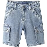 KIDSCOOL SPACE Little Big Children Denim Shorts,Elastic Band Inside Stretchy Cargo Jean Summer Pants