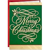 Hallmark Boxed Christmas Cards, Green and Gold (40 Cards with Envelopes)