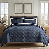 Levtex Home Cloud Waffle King/Cal King Quilt Set (106x92in) and 2 Pillow Shams (36x20in) - Box Quilted Waffle Cotton Texture - Navy - Cotton King Size Quilt Bedding Set - Lightweight Soft Pre-Washed
