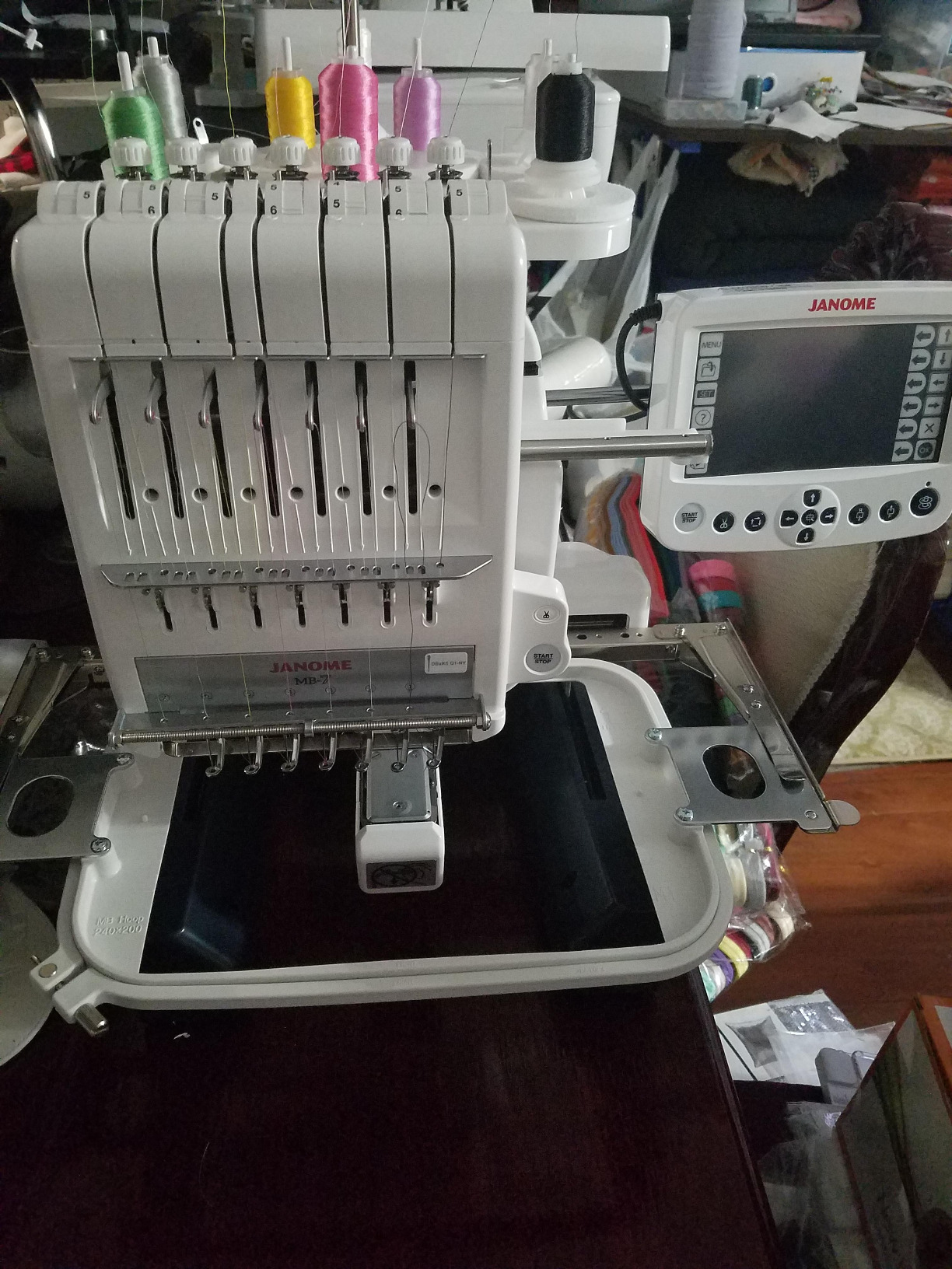 194/mo Finance Janome 001MB7 MultiNeedle Embroidery Machine, White