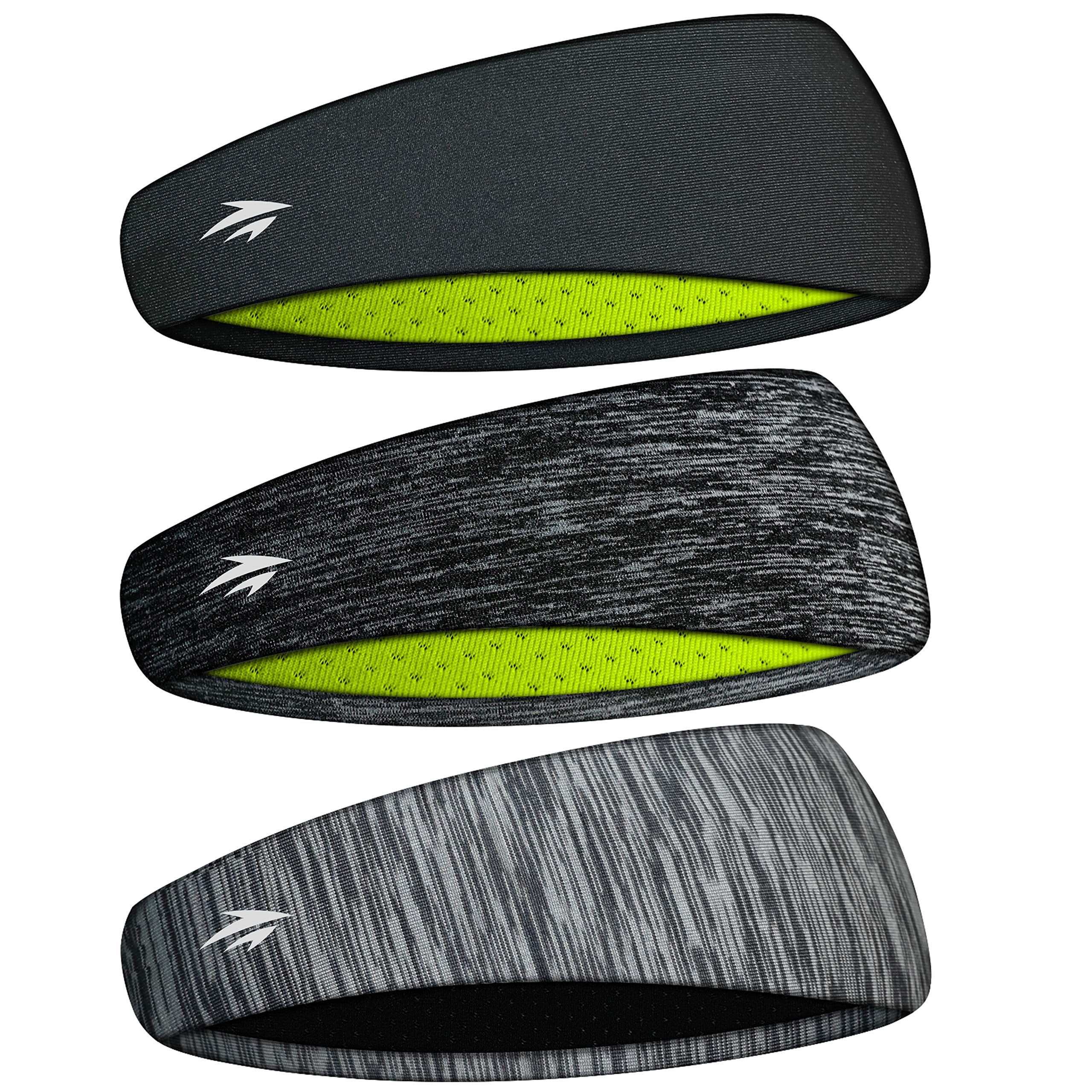 Zollen Mens Headbands 3 Packs Guys Sweatband and Sports Headband for Men for Running, Cross Training, Racquetball, Working Out